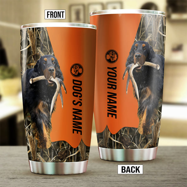 Gordon Setter Birds & Deer shed Hunting Dog Custom name Stainless Steel Tumbler Cup FSD4479