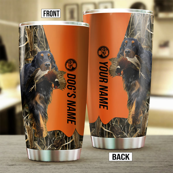 Gordon Setter Birds & Deer shed Hunting Dog Custom name Stainless Steel Tumbler Cup FSD4479