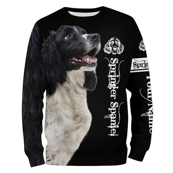 Black and white English Springer Spaniel 3D All Over Printed Shirts, Dog Gifts for Dog Lovers FSD4223