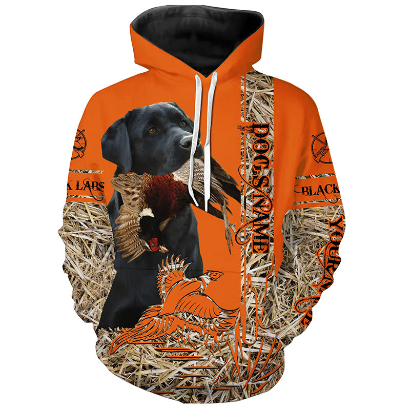 Black Labrador Retriever Dog Pheasant Hunting Blaze Orange Hunting Shirts, Pheasant Hunting Clothing FSD4163