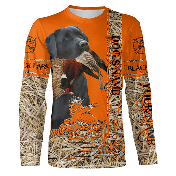 Black Labrador Retriever Dog Pheasant Hunting Blaze Orange Hunting Shirts, Pheasant Hunting Clothing FSD4163