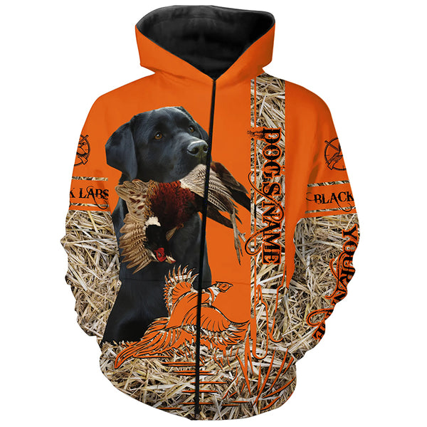 Black Labrador Retriever Dog Pheasant Hunting Blaze Orange Hunting Shirts, Pheasant Hunting Clothing FSD4163