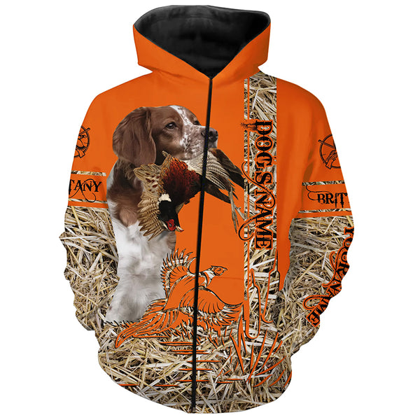 Brittany Dog Pheasant Hunting Blaze Orange Hunting Shirts, Pheasant Hunting Clothing FSD4166