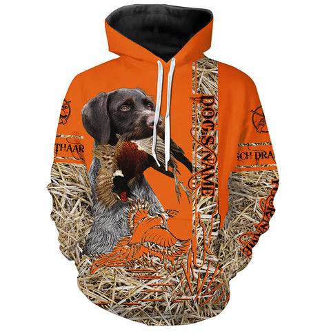 Deutsch Drahthaar Dog Pheasant Hunting Blaze Orange Hunting Shirts, Pheasant Hunting Clothing FSD4167