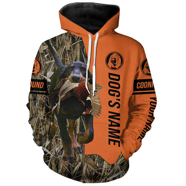 Black and Tan Coonhound Hunting Dog Custom Name All over print Shirts for Hunters, Hunting Gifts FSD4557