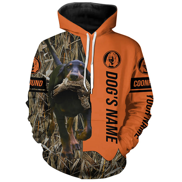 Black and Tan Coonhound Hunting Dog Custom Name All over print Shirts for Hunters, Hunting Gifts FSD4557