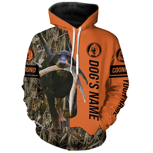 Black and Tan Coonhound Hunting Dog Custom Name All over print Shirts for Hunters, Hunting Gifts FSD4557