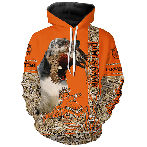 Llewellin English Setter Dog Pheasant Hunting Blaze Orange Hunting Shirts, Pheasant Hunting Clothing FSD4171