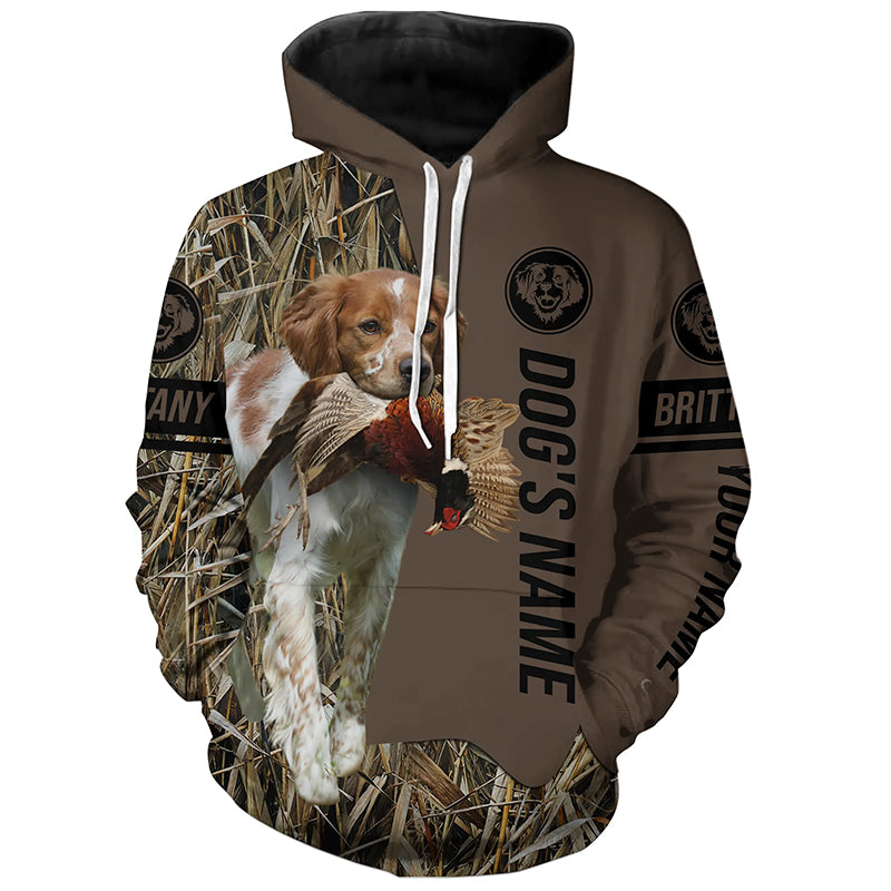 Brittany Hunting dog customized Name Shirt, camo and brown color FSD4677