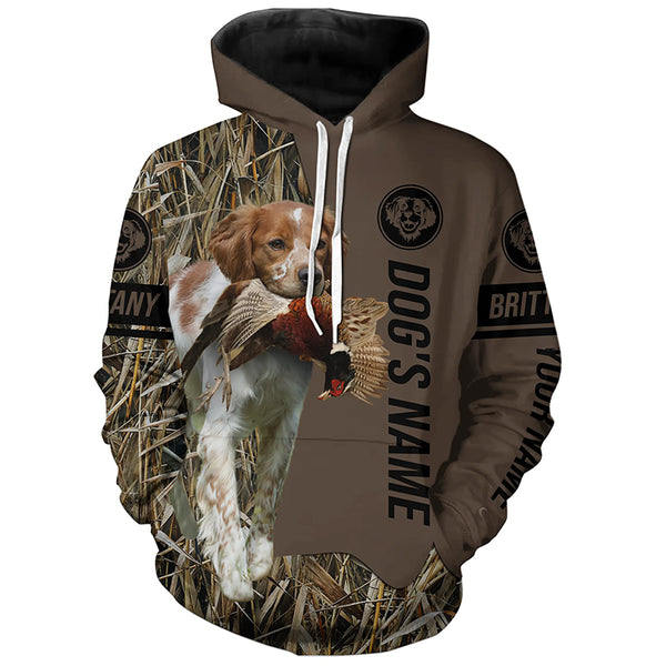 Brittany Hunting dog customized Name Shirt, camo and brown color FSD4677