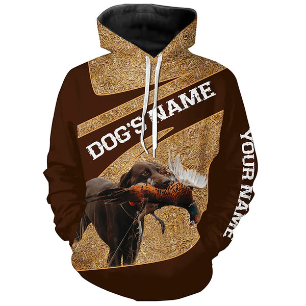Chocolate Labrador Retriever Pheasant Hunting Dog Custom Name Shirts, Pheasant Hunting Clothes FSD4510