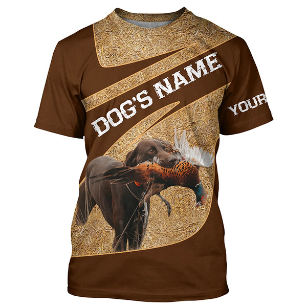 Chocolate Labrador Retriever Pheasant Hunting Dog Custom Name Shirts, Pheasant Hunting Clothes FSD4510