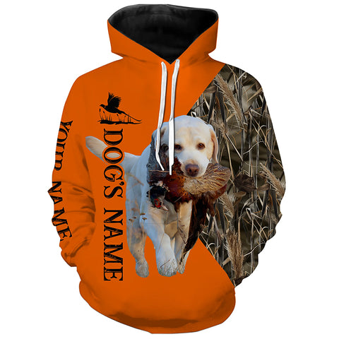 Yellow Labrador Retriever Pheasant Hunting Dog Custom Name Orange Shirts, Pheasant Hunting Clothes FSD4511