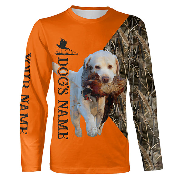 Yellow Labrador Retriever Pheasant Hunting Dog Custom Name Orange Shirts, Pheasant Hunting Clothes FSD4511