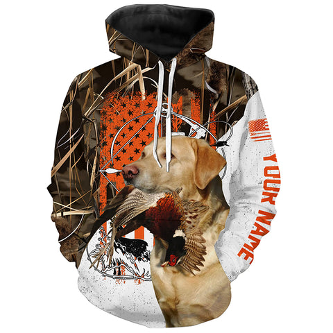 Yellow Labrador Retriever Hunting Dog American flag Custom Name all over print Shirts FSD4439