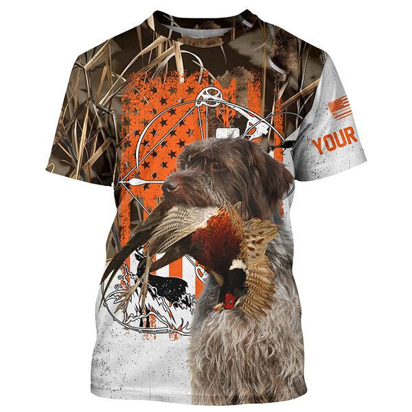 Wirehaired Pointing Griffon Hunting Dog American flag Custom Name all over print Shirts FSD4443