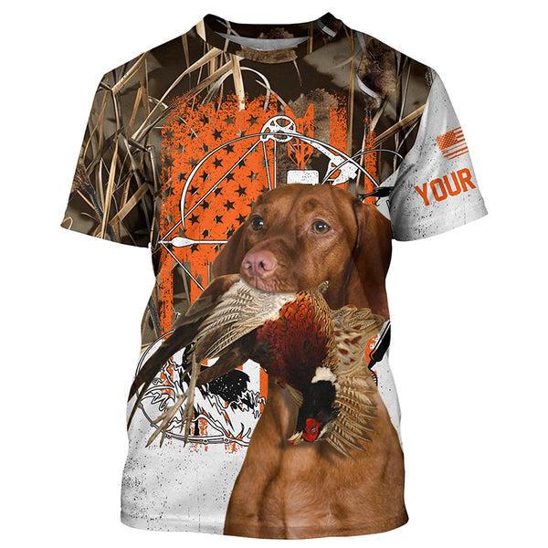 Vizsla Hunting Dog American flag Custom Name all over print Shirts FSD4444
