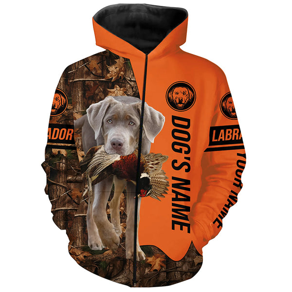 Pheasant Hunting with Dog Silver Labs Customize Name Shirts for Bird Hunter FSD4073