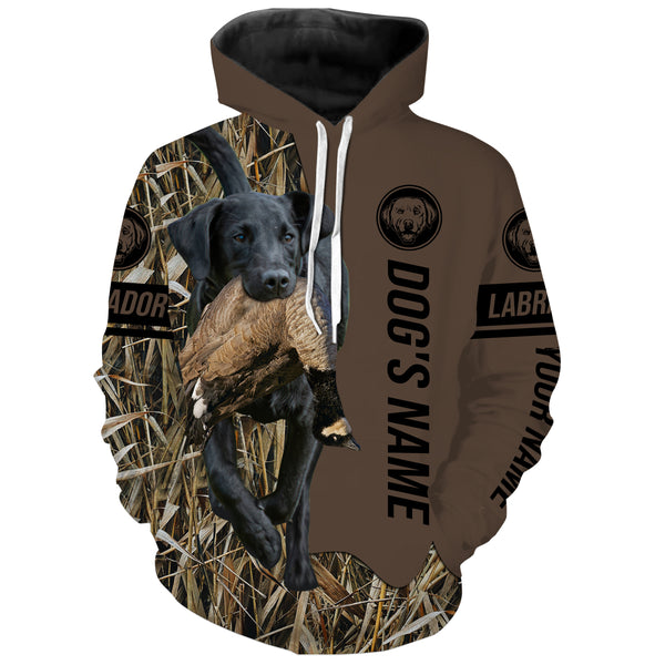 Black Labrador Retriever Hunting Dog Custom Name Camo Shirts, Hunting Gifts FSD4074KYC