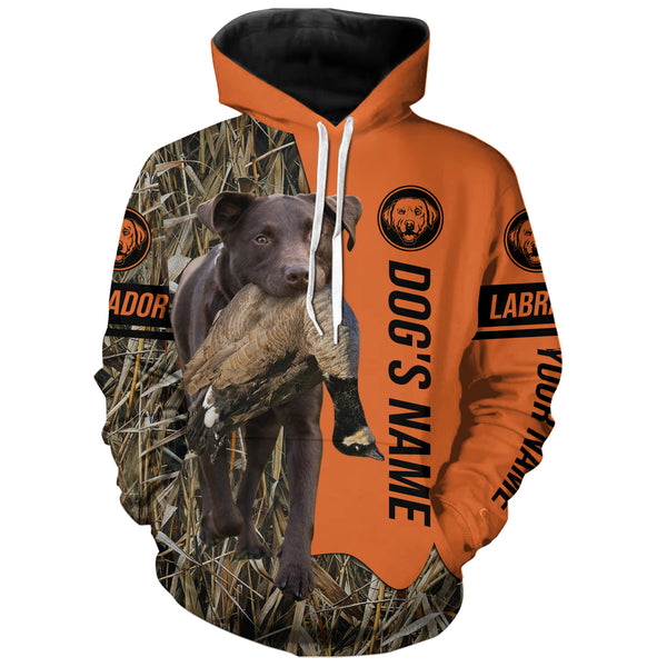 Chocolate Labrador Retriever Hunting Dog Customized Name Shirts for Hunters FSD4076