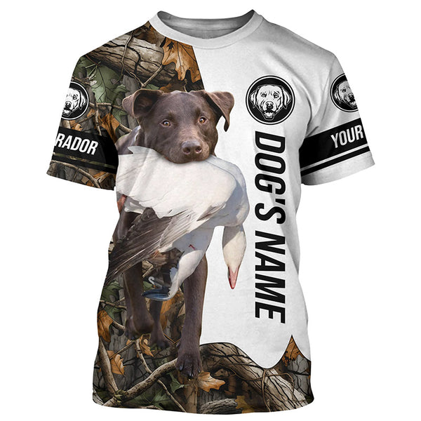 Snow Goose Hunting Dog Chocolate Labs customize name Camo Full Printing Shirts, Best Hunting Gifts FSD3448