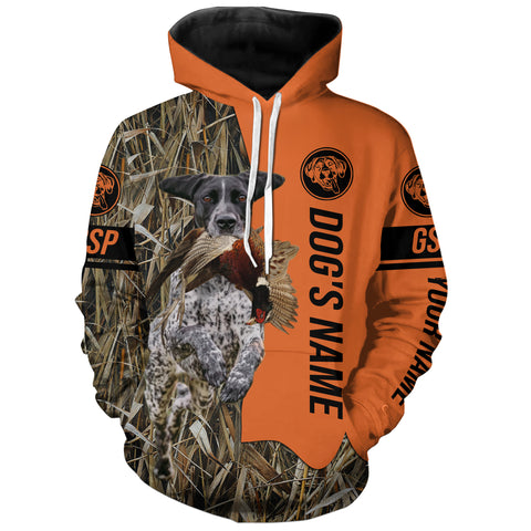 Black and white GSP Hunting Dog Duck Pheasant Hunting custom Name all over printed Shirt, Hunting Gift FSD4280