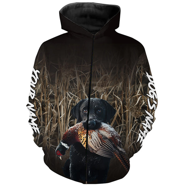 Pheasant Hunting Camo Black Labrador Dog Hunting Shirts, Personalized Pheasant Hunting clothes FSD4608