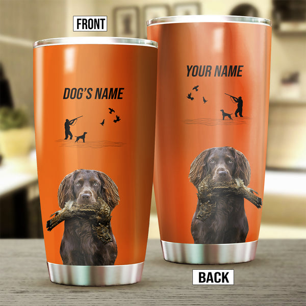 Boykin Spaniel Hunting Dog Custom names Orange Stainless Steel Tumbler Cup FSD4425