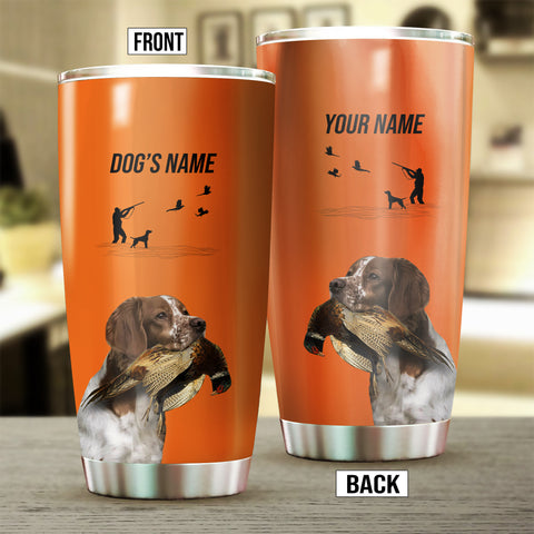 Brittany Hunting Dog Custom names Orange Stainless Steel Tumbler Cup FSD4426