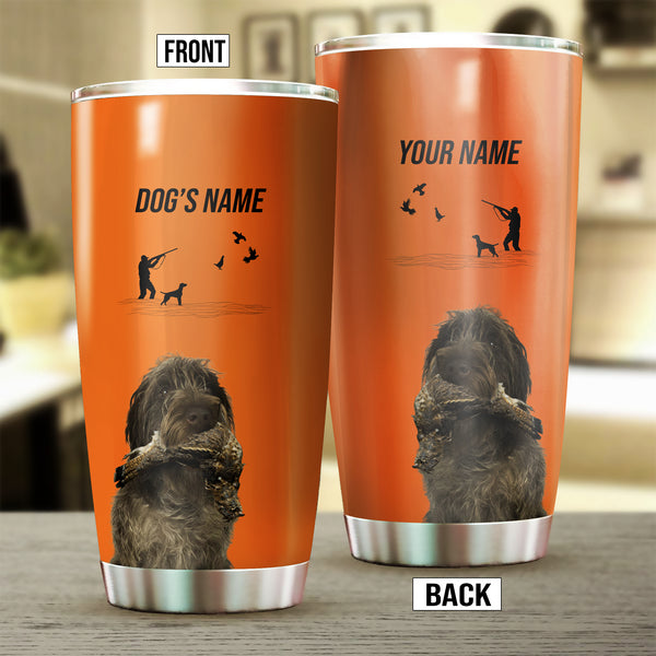 Wirehaired Pointing Griffon Hunting Dog Custom names Orange Stainless Steel Tumbler Cup FSD4431