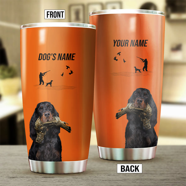 Gordon Setter Hunting Dog Custom names Orange Stainless Steel Tumbler Cup FSD4432