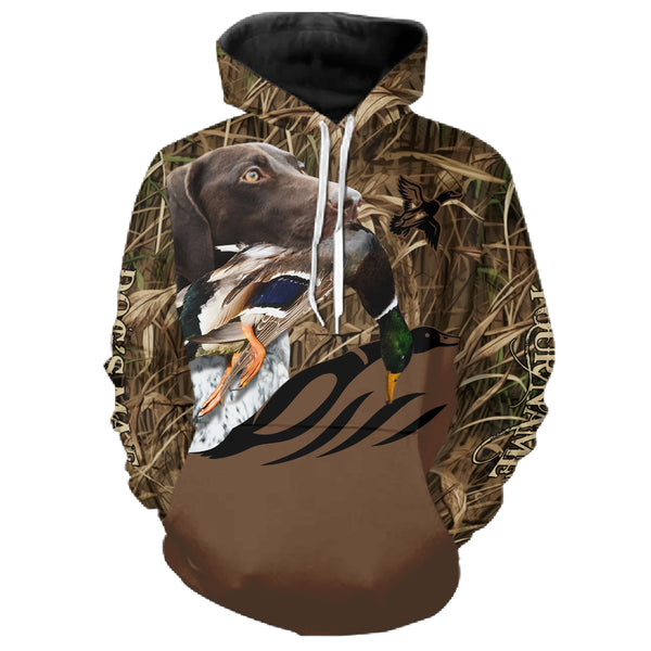 Duck Hunting Waterfowl camo Custom Name Shirts with many Hunting Dogs to Choose FSD4760