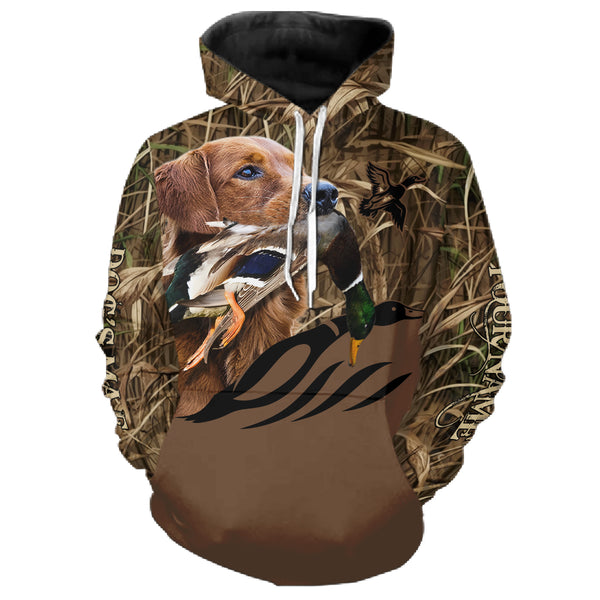 Duck Hunting Waterfowl camo Custom Name Shirts with many Hunting Dogs to Choose FSD4760