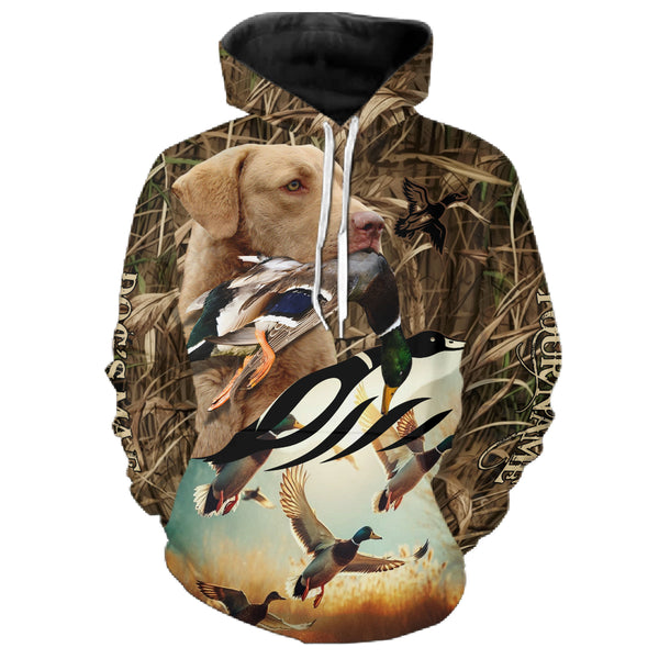Duck Hunting Waterfowl camo Custom Name Shirts with many Hunting Dogs to Choose FSD4761