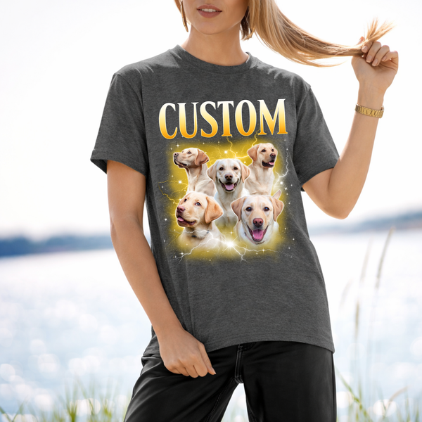 Custom Standard T-Shirt Dog Photo + Name Custom Dog Potrait Personalized Shirt FSD4797