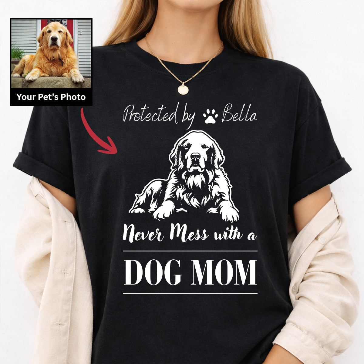 Funny Never Mess with a Dog Mom Custom T-shirt, Personalized Dog Gift for Dog Mom FSD4810