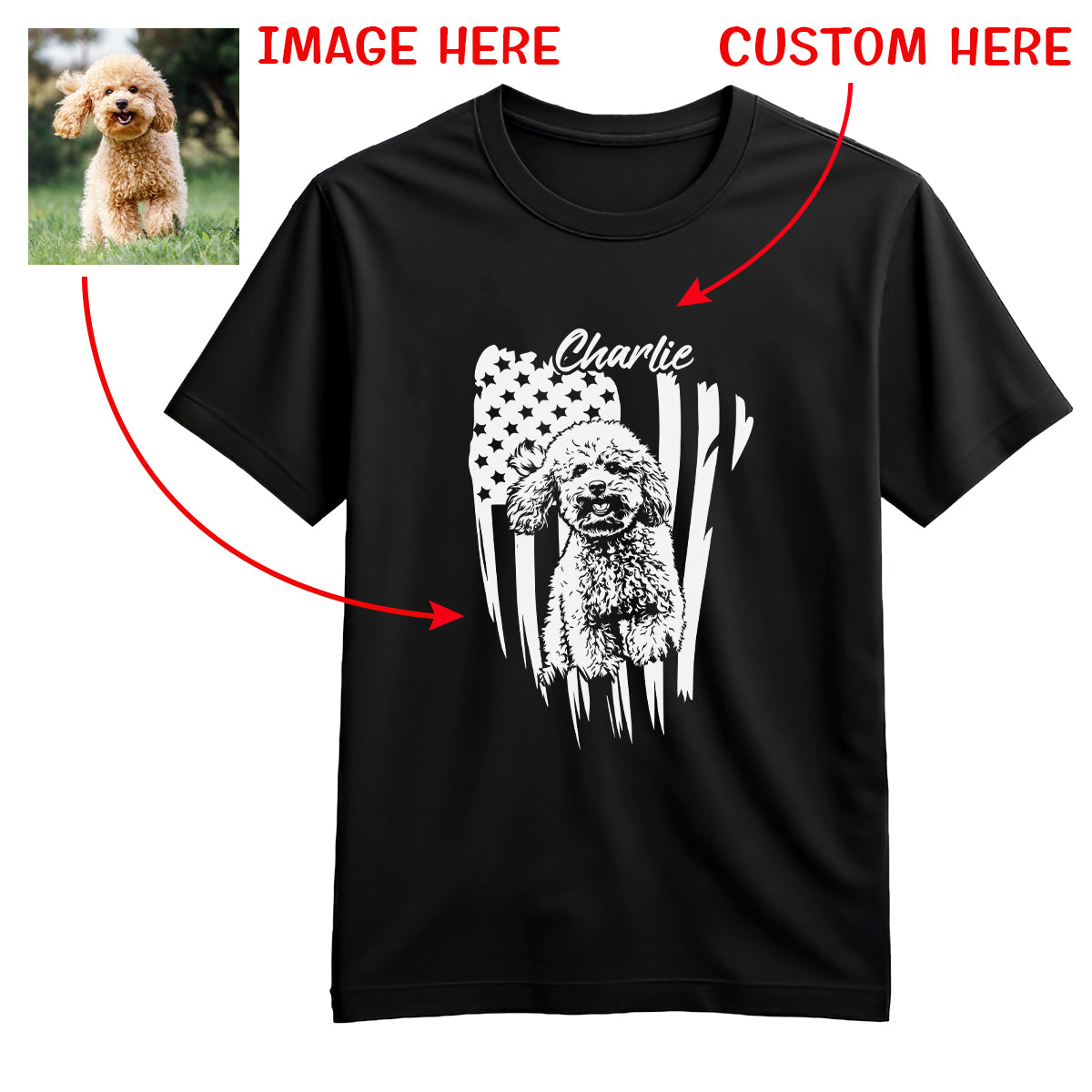 Distressed American Flag Custom Dog Unisex Standard T-Shirt FSD4794 D10