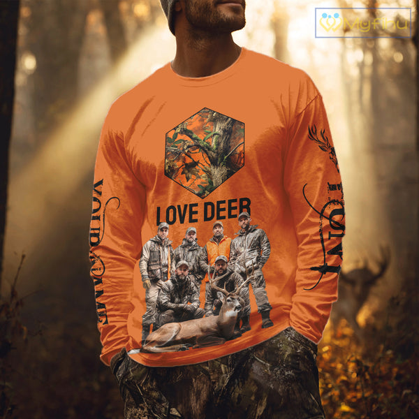 Deer Hunting Orange Hoodie, Long Sleeve Shirt Custom Name, Team Name Gift For Hunter NHT05