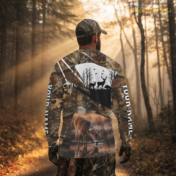 Deer Hunting 3D All Over Print Shirt Personalized Brown Fall Season Camo Hunting Clothes NHT204