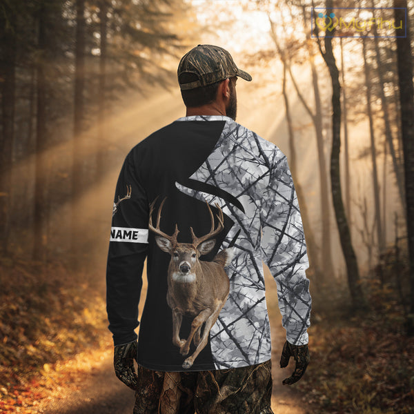 Deer Hunting Big Game Black Camo Gray Custom Name 3D All Over Print Shirts, Hunting Gifts NHT205
