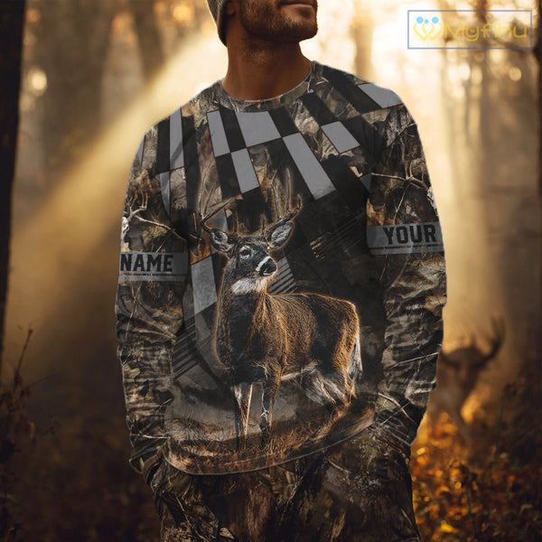 Deer Hunter Camo Hunting Hoodie For Men – Realistic Buck Design NHT334
