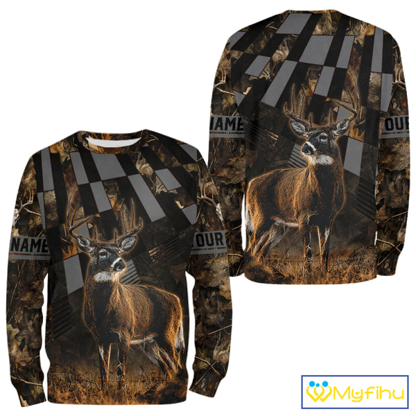 Deer Hunter Camo Hunting Hoodie For Men – Realistic Buck Design NHT334