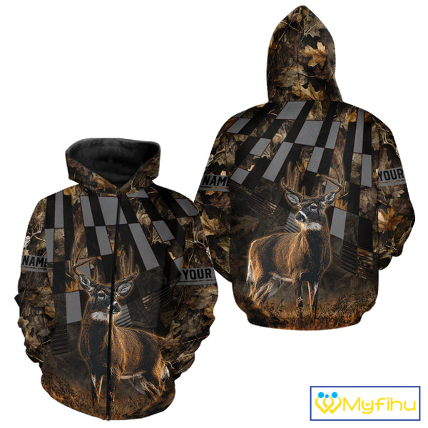 Deer Hunter Camo Hunting Hoodie For Men – Realistic Buck Design NHT334