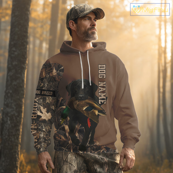 Custom Photo of Brown Hunting Dog and Your Name Shirt for Duck Hunters  NHT337
