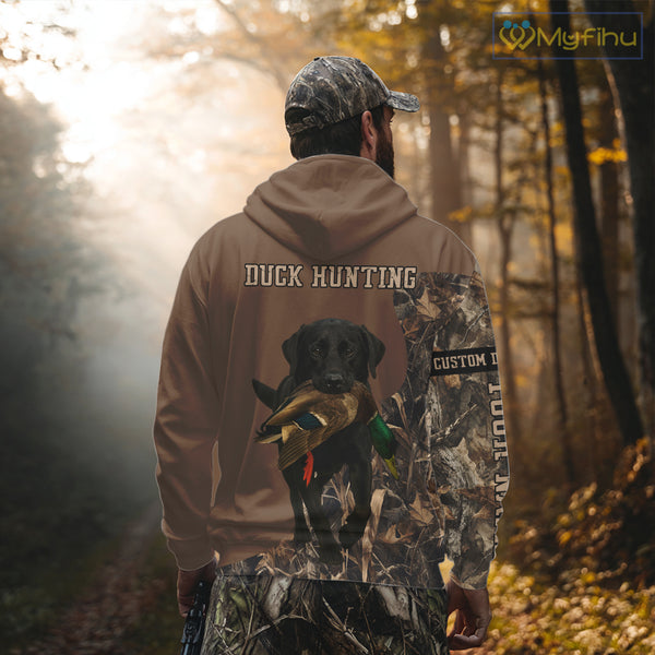 Custom Photo of Brown Hunting Dog and Your Name Shirt for Duck Hunters  NHT337