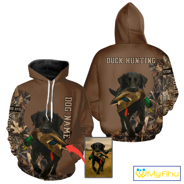 Custom Photo of Brown Hunting Dog and Your Name Shirt for Duck Hunters  NHT337