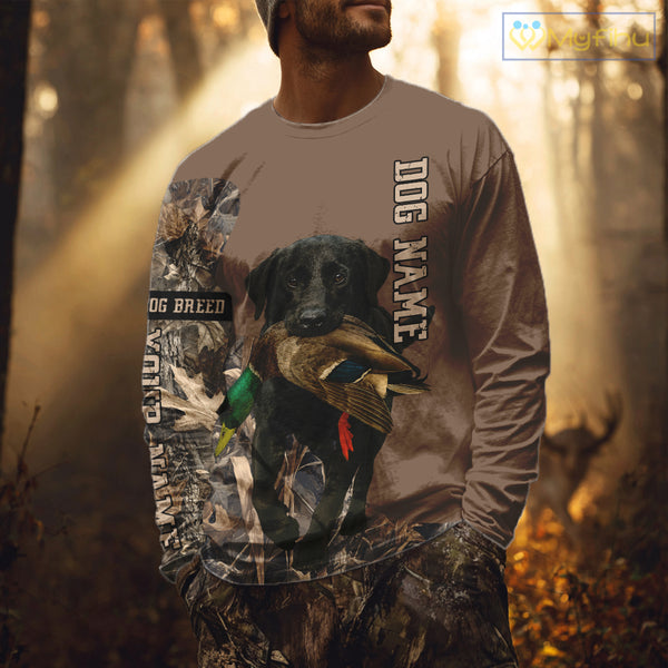 Custom Photo of Brown Hunting Dog and Your Name Shirt for Duck Hunters  NHT337