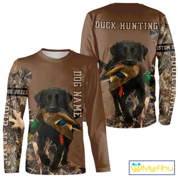 Custom Photo of Brown Hunting Dog and Your Name Shirt for Duck Hunters  NHT337