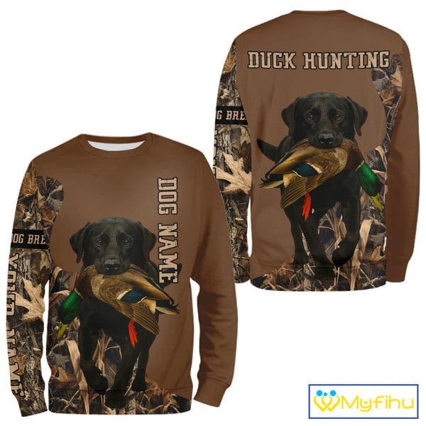 Custom Photo of Brown Hunting Dog and Your Name Shirt for Duck Hunters  NHT337