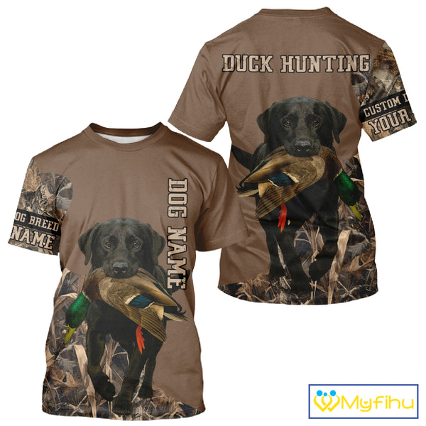 Custom Photo of Brown Hunting Dog and Your Name Shirt for Duck Hunters  NHT337